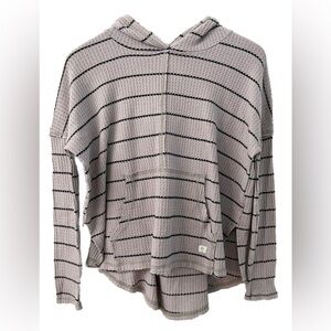 Billabong Light Hoodie Waffle Knit Sweatshirt Striped Mushroom Pullover Women XS